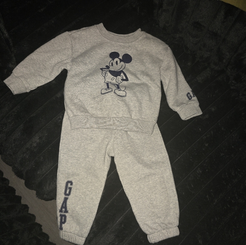 Gray GAP Mickey Mouse Sweatshirt and Pants Set
